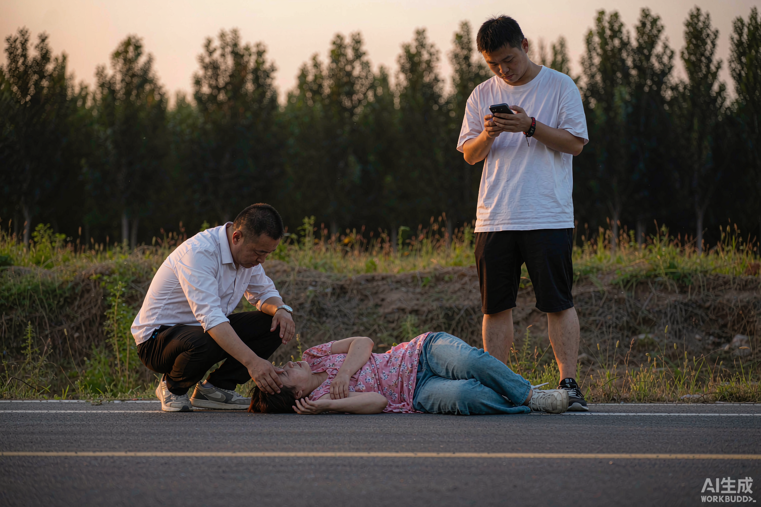 闻声停车，李瑞斐与友人紧急救助倒地女子
